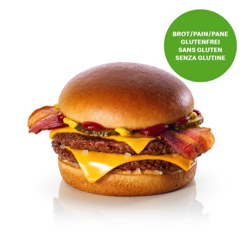 Double Cheeseburger Bacon mit glutenfreiem Brot