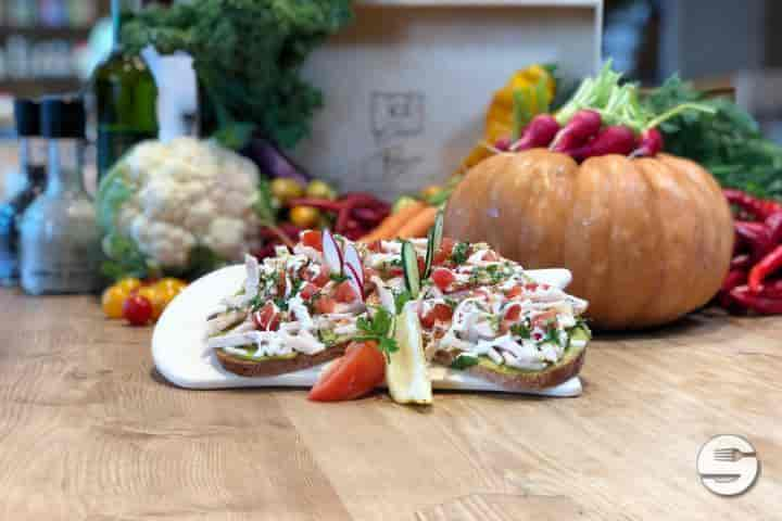 Roast Chicken and Guacamole Tartine